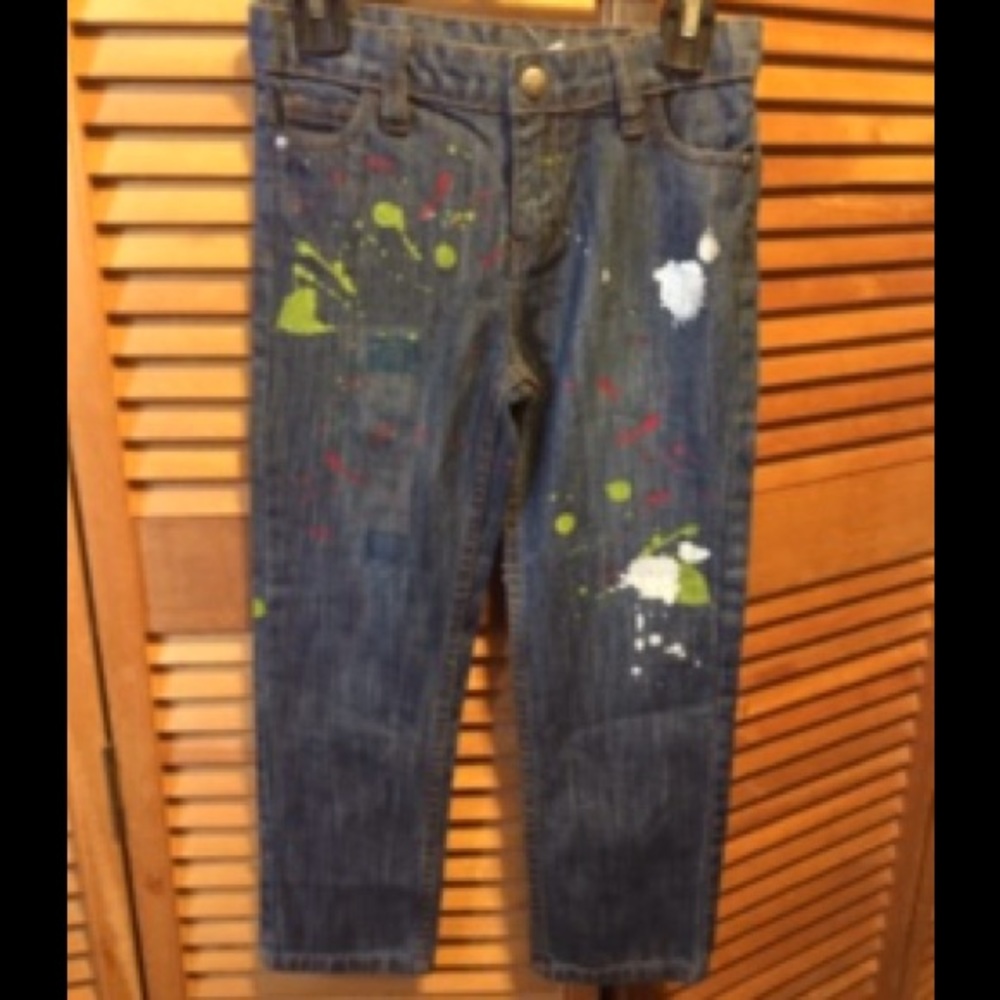 Heidi Klum Truly Scrumptious Denim Paint Spatter Designs Blue Jeans